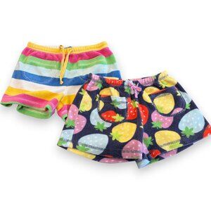 Mini Boden Strawberry & Stripe Towelling Terry Cloth Cover up Shorts, Size 8 Y